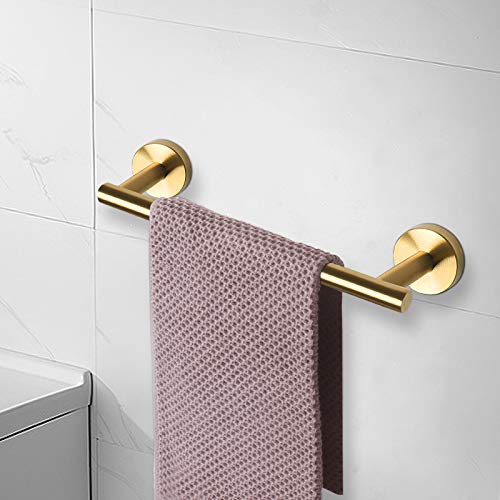 NearMoon Bath Towel Bar, Thicken Stainless Steel Shower Towel Rack Holder Wall Mounted for Bathroom, 12-lnch Overall Length-10-lnch Usable Hanging Space (1 Pack, Brushed Gold) - color: Brushed Gold, size: 12 Inch