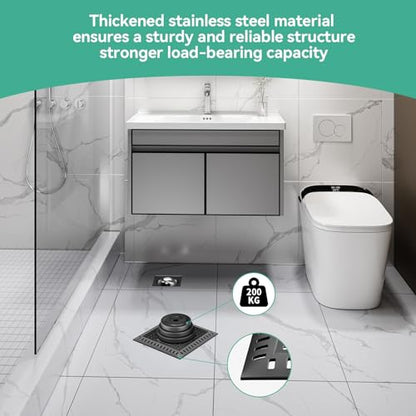 Drain Hair Catcher for Bathroom Sink,4.8" Stainless Steel and Silicone Shower Drain Covers Suitable for Drains and Bathroom Floors 2 Pack (2, Matte Black) - color: Matte Black