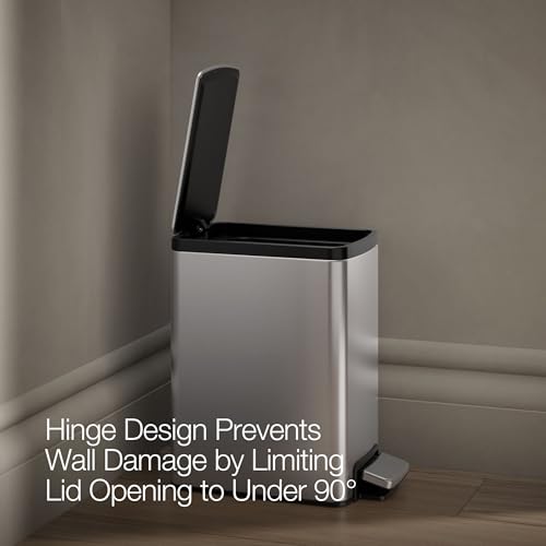 Kohler 1.6 Gallon Stainless Steel Bathroom Trash Can | 31319-ST, Small Waste Bin, Quiet-Close Lid, Hands-Free Foot Pedal - color: Stainless Steel, size: 1.6 Gallon - Step Can