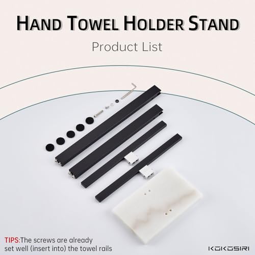 KOKOSIRI Hand Towel Bars Matte Black Towel Racks with Marble Base for Bathroom Kitchen Vanity Countertop, Stainless Steel 15.7'' Height THS0001-SM-BK - color: Matte Black, size: 2-Bar