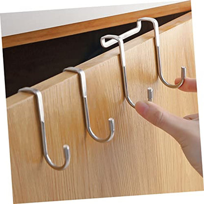 Holibanna 4Pcs Stainless Steel Over the Door Hooks S-Shaped Double Hooks for Kitchen Cabinet Bathroom Towel Organizer 2.95X2.55 Inches