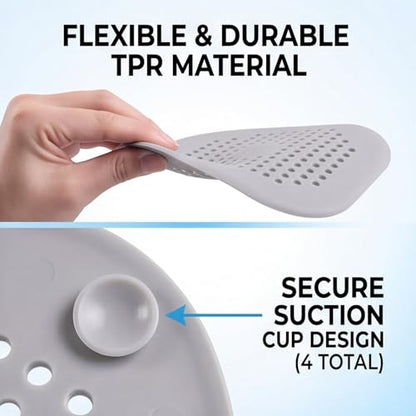 2 Pcs Shower Drain Hair Catcher Kitchen Silicone Sink Strainer Bathroom | Hair Drain Shower Catcher, Silicone Drain Protector Hair Stopper with Suction Cup for Shower Kitchen Bathroom Bathtub Sink - color: White&grey