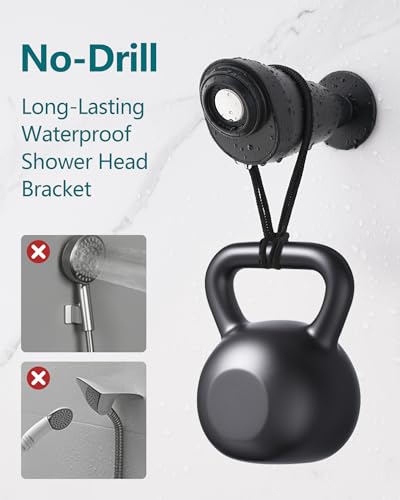Adjustable Shower Holder Compatible with Delta Fit Kohler Magnetic Handheld Showerhead - 3M VBH Adhesive Tape for Strong Hold, No Drill, Any Height Use, Matte Black - size: Matte Black