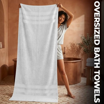RIVERSIDE Pack of 2 Extra Large Bath Sheets 35 x 70 Inches, 100% Ring Spun Cotton, Hotel Quality, Oversized Bath Towels, Super Soft, Highly Absorbent & Quicker to Dry, White Bath Towels - color: White, size: Bath Sheets (PK 2)