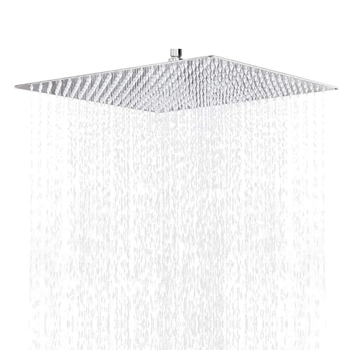 NearMoon Rain Shower Head, High Flow Stainless Steel Square Rainfall Shower, Waterfall Bath Shower Body Covering, Ceiling or Wall Mount (16 Inch, Chrome Finish) - color: Chrome Finish, size: 16 Inch Square