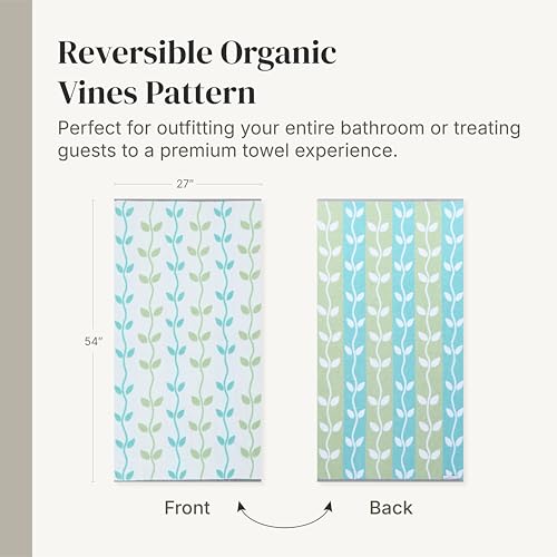 Modern Threads 6 Piece Bath Towel Set – Bathroom Set with 2 Bath Towels, 2 Hand Towels, and 2 Wash Cloths – 100% Cotton, Super Absorbent & Extra Soft – Reversible Natural Vine (Sage Green) - color: Sage Green