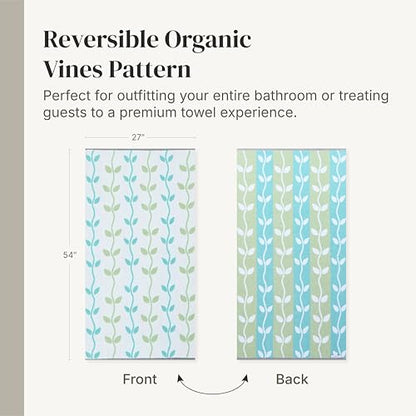 Modern Threads 6 Piece Bath Towel Set – Bathroom Set with 2 Bath Towels, 2 Hand Towels, and 2 Wash Cloths – 100% Cotton, Super Absorbent & Extra Soft – Reversible Natural Vine (Sage Green) - color: Sage Green