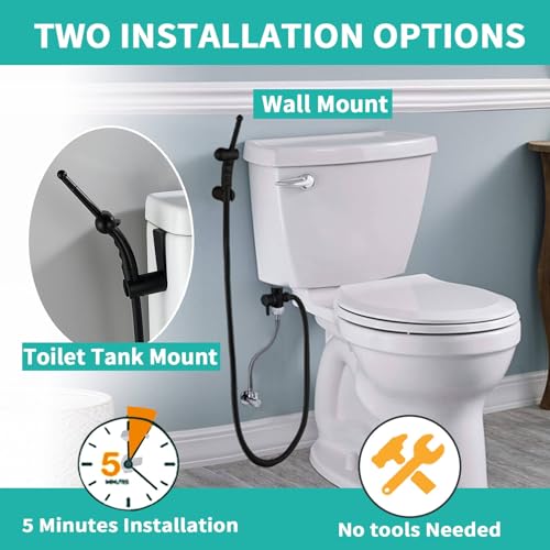 BARROCK Bidet Sprayer for Existing Toilet, Advanced Handheld Ergonomic Jet Spray Set with Precision Water Pressure Control for Muslim Shower/Feminine Hygiene/Pet Cleaning, Matte Black - color: Matte Black