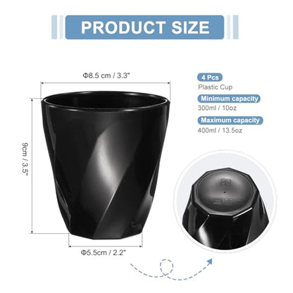 uxcell 4 Pcs Simple Toothbrush Cup, 13.5 OZ Reusable Bathroom Tumbler, 2.2 x 3.5 Unbreakable Plastic Cups for Storing Toothpaste Makeup Brush Holder Water Beverages Combs, Black - color: Black