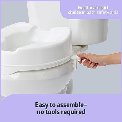 Medline Raised Toilet Seat with Secure Side Locks, 4" Elevation - 250 lbs. Capacity, for Seniors, Elderly, Independent Adults and Disabled Adults - 1 Ct.