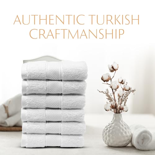 MAURA White Hand Towels for Bathroom. Luxury Turkish Cotton Bath Hand Towels Set of 6. Ultra-Soft, Thick & Plush - White - color: White, size: Hand Towel (6-Pack)