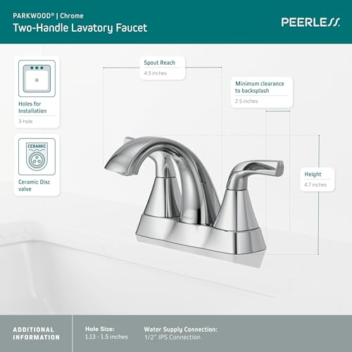 Peerless P2535LF Parkwood Two Handle Lavatory Faucet Centerset, Chrome - color: Chrome