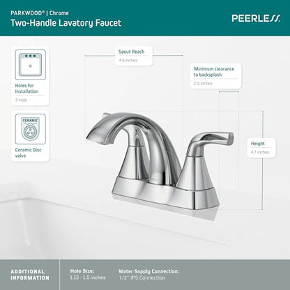 Peerless P2535LF Parkwood Two Handle Lavatory Faucet Centerset, Chrome - color: Chrome