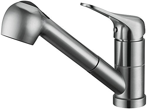 Stainless Steel Single Handle Pull Out Kitchen Faucet 1 Hole Kitchen Sink Faucet for Farmhouse, Camper, Laundry, Rv, Bar,EW-083L-BC