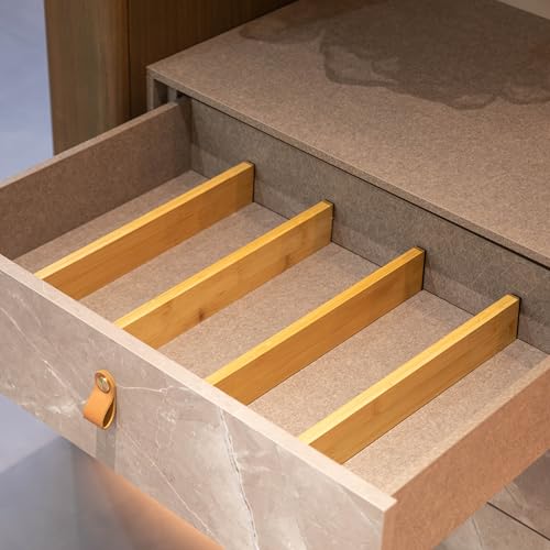 4 Piece Bamboo Expandable Drawer Dividers Adjustable Spring Loaded Organizers for Kitchen Utensils Clothes and Makeup Tools Perfect for Home Organization in Bedroom Bathroom Dresser & Desk - size: 4 Piece