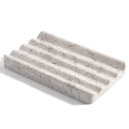 Karibiber Marble Soap Dish, Bar Soap Dish Shower, Grey Bathroom Soap Holder, Stone Sponge Holder for Kitchen Sink - color: Tundra Grey