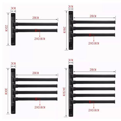 ZHOUXIAO Swing Out Towel Bar Holder/Swivel Multiple Towel Rack for Bathroom or Kitchen, Metal Towel Bar Folding Arm Swivel Hanger Bathroom Storage Organizer Wall Mounted black-4Bar