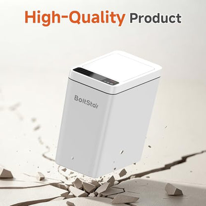 Solar Automatic Bathroom Trash Can: 2.6 Gallon Small Motion Sensor Garbage Can, No Charging Required, Slim Smart Touchless Trash Bin with Lid for Bedroom, Living Room, Office, RV, White - size: 2.6 gallons
