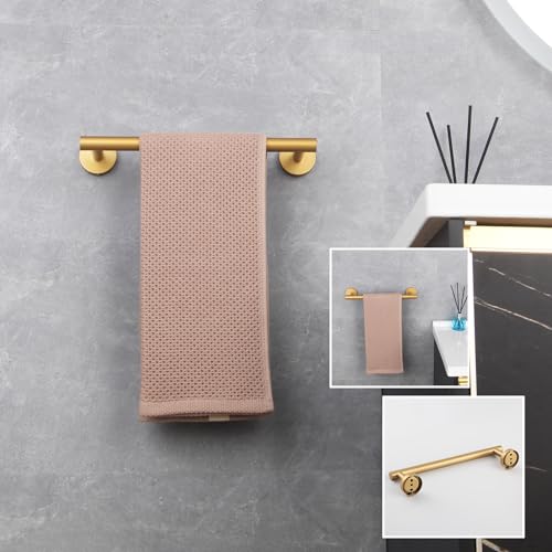 GERZWY 12-Inch Bathroom Towel Bar Modern Round Style Gold Stainless Steel Hand Towel Holder Wall Mount AG1101C30.5-BE - color: Gold, size: 12 Inch (Pack of 1)