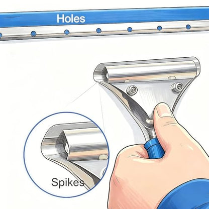 2-in-1 Window Squeegee & Microfiber Washer Combo, Streak Free Glass Wiping Tool with Ergonomic Handle for Shower Doors, Mirrors, Windows, Windshield and Smooth Surfaces
