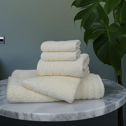 Tens Towels 8 Piece Towel Set, 2 XL Bath, 2 Hand, 4 Washcloth, Cream | 100% Cotton, Lighter Weight, Quicker to Dry, Super Absorbent, Perfect for Bathroom - color: Cream