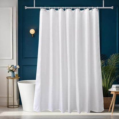 AooHome Hotel Shower Curtain Liner, Fabric Shower Curtain with Hooks, Waterproof, Weighted Hem, 72 x 72 Inch, White - color: Solid White, size: 72"W x 72"L (Pack of 1)