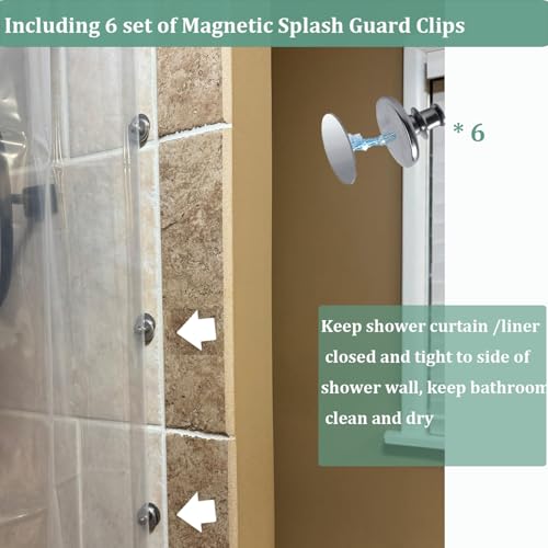 76 Inch Shower Curtain Liner with 6 Magnets & 6 Magnetic Curtain Clips, Heavy Duty Weighted Extra Long Clear Vinyl Shower Liner 72 x 76 for Bathroom - color: 8g-clear, size: 72"W x 76"L (Pack of 1)