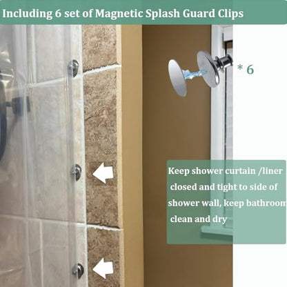 76 Inch Shower Curtain Liner with 6 Magnets & 6 Magnetic Curtain Clips, Heavy Duty Weighted Extra Long Clear Vinyl Shower Liner 72 x 76 for Bathroom - color: 8g-clear, size: 72"W x 76"L (Pack of 1)