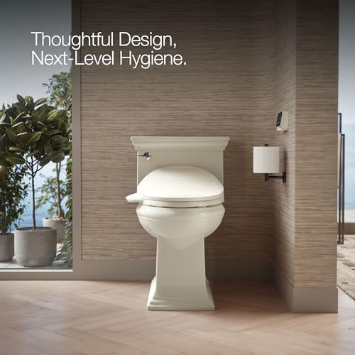 Kohler PureWash E750 Elongated Heated Bidet Toilet Seat, Touchscreen Remote Control, Biscuit, Quiet-Close Grip-Tight Lid, Self-Cleaning Wand, Warm Water Bidet, Adjustable Water Pressure, Nightlight - color: Biscuit