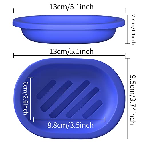 Topsky 2 Pcs Soap Dish Soap Holder for Shower, Soap Dishes Soap Savers for Bar Soap, Soap Bar Holder Shower with Drip Tray, Plastic Double Layer Draining Soap Box for Bathroom Kitchen - Blue - color: Dark Blue