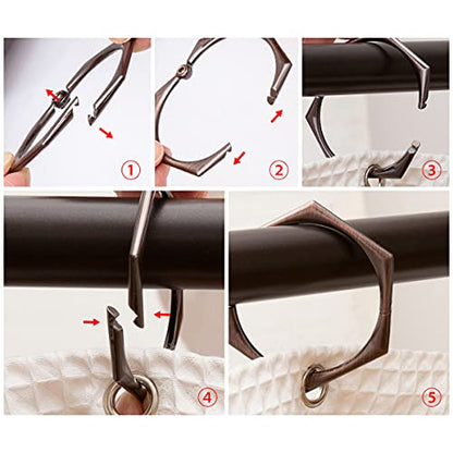 Shower Rings, Shower Curtain Rings for Bathroom, Rustproof Zinc Shower Curtain Hooks Rings, Set of 12 (Oil Rubbed Bronze) - color: Oil Rubbed Bronze