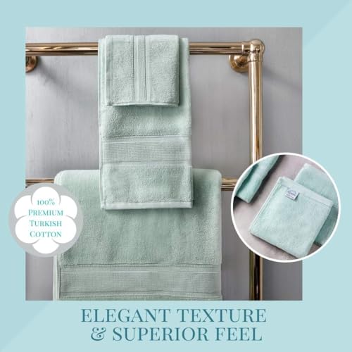 Luzia 8 Piece Bathroom Towel Set - 100% Turkish Cotton, Premium Quality - 2 Bath Towels 2 Hand Towels and 4 Washcloths - Glacier Green - color: Glacier Green