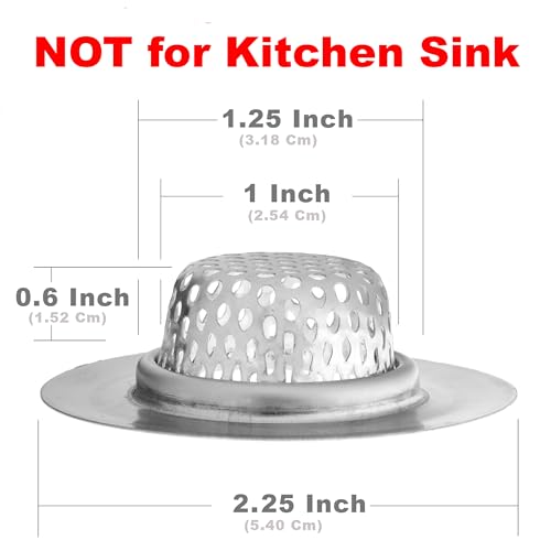 2 Pack - 2.25" Top / 1" Basket- Sink Strainer Bathroom, Utility, Slop, Laundry, RV and Lavatory Sink Drain Strainer Hair Catcher. Stainless Steel - Hilltop Products