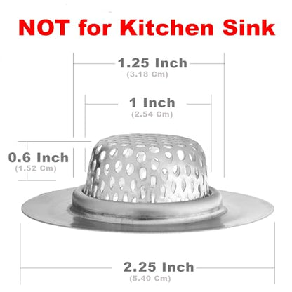 2 Pack - 2.25" Top / 1" Basket- Sink Strainer Bathroom, Utility, Slop, Laundry, RV and Lavatory Sink Drain Strainer Hair Catcher. Stainless Steel - Hilltop Products