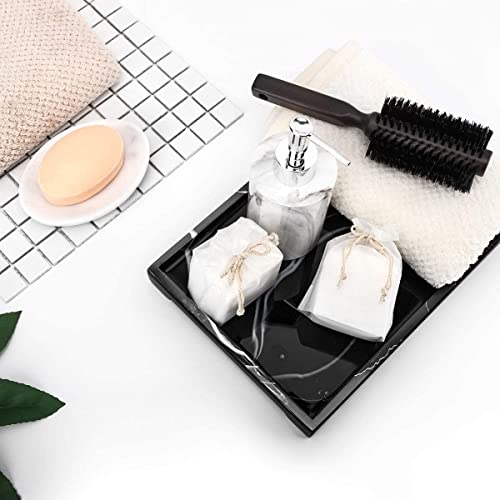 Luxspire Marble Tray for Soap Dispenser Perfume Jewelry, L, Ink Black | 11 x 8 inch, non-slip waterproof resin, easy wipe clean, fits bath kitchen vanity, holds jewelry toiletries soap - color: A - Ink, style: Large