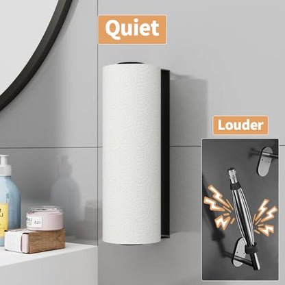 Paper Towel Holder Under Cabinet, Stainless Steel, Wall Mount, Black Adhesive Paper Roll Holder for Kitchen and Bathroom - color: Black