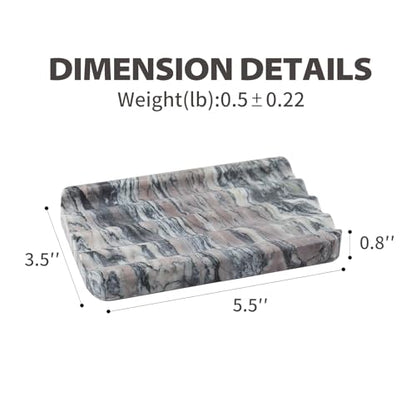 Karibiber Soap Holder for Bathroom, Black Marble Soap Dish for Kitchen Countertop, Soap Tray with Creative Wavy Design, Soap Saver for Bath Tub, Sponges, Italian Natural Stone - color: Rosso Luana