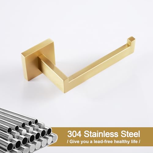 KOKOSIRI Gold Toilet Paper Holder Toilet Roll Holder for Bathroom Kitchen Washroom T-304 Stainless Steel Wall Mounted, Gold Finish, B2003BG - color: Brushed Gold, size: Without Shelf(1 Pack)