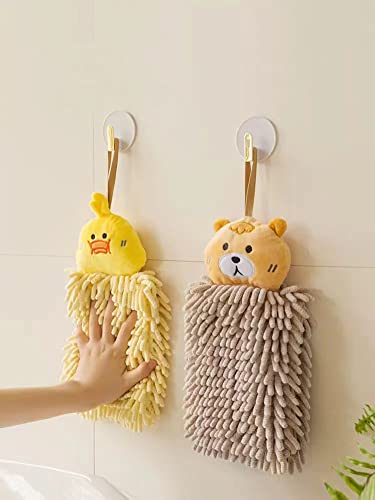 Ivymei 3 Pack Double-Sided Fuzzy Animal Chenille Hand Towels Cute Hanging Hand Towels with Loop for Bathroom Kitchen,Quick Dry(2 Mix) - color: 2 Mix