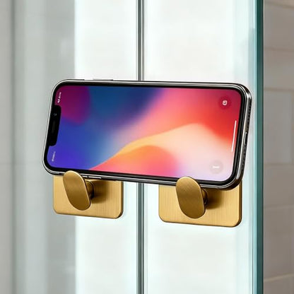 Gold Adhesive Wall Hooks 15LB Max Heavy Duty Sticky Hook Rustproof | 2" Stainless Hanger for Hanging Coat Towel Robe Hat for Bathroom Kitchen Shower RV Glass Wall, No Drilling Brushed Gold 4Pack - color: Sq- Brushed Gold