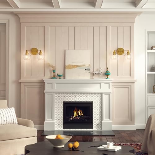 VONLUCE 2 Light Bathroom Vanity Light Fixtures, Gold Finish | Globe Glass Shades, E26 Sockets, Easy to install, Vanity Lights for Bedroom Hallway Living Room - color: Gold, size: 2-Light