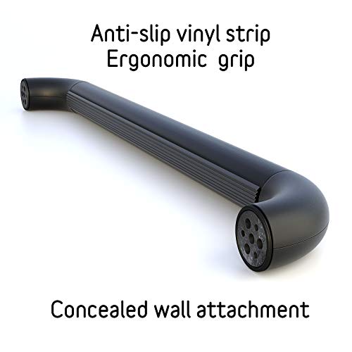 Grab Bar - Satin Black Anodized Aluminum with Satin Black Hardware - 30 Inch Length - 1.6 Inch Diameter - color: Black, size: 30 Inch
