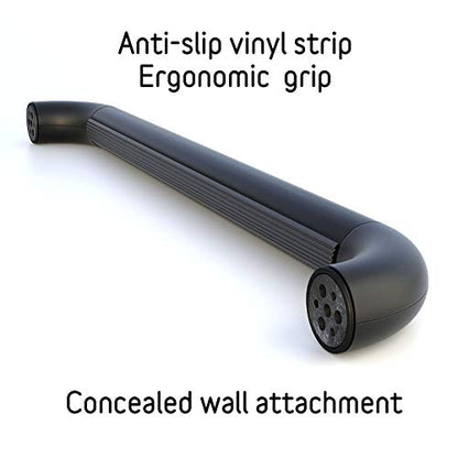 Grab Bar - Satin Black Anodized Aluminum with Satin Black Hardware - 30 Inch Length - 1.6 Inch Diameter - color: Black, size: 30 Inch