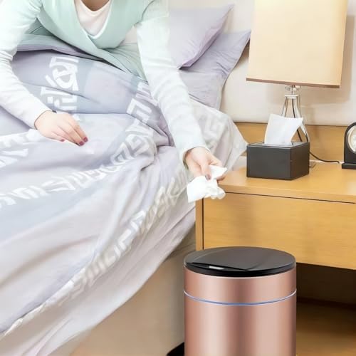 Smart Trash Can, Sensor Opening and Closing (1, Rose Gold) | Automatic Trash Can for Living Room, Bedroom, Kitchen and Bathroom - color: Pink