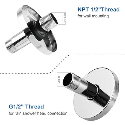 Straight Shower Arm with Flange, Ceiling Mount 3 Inches Rain Shower Head Arm Extension Replacement with Anti-Scratch Escutcheon Plate, DOLGABA Polished Chrome - color: Round Polished Chrome 3 Inch