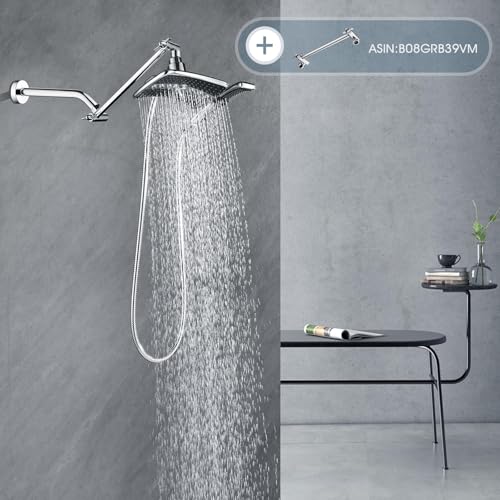 BRIGHT SHOWERS Shower Arm with Flange 10 Inches Solid Brass Shower Head Extension Arm, Wall Mounted Shower Pipe Arm for Rainfall Shower Head and Handheld Showerhead, Chrome - color: Chrome, style: Basic 10 Inch