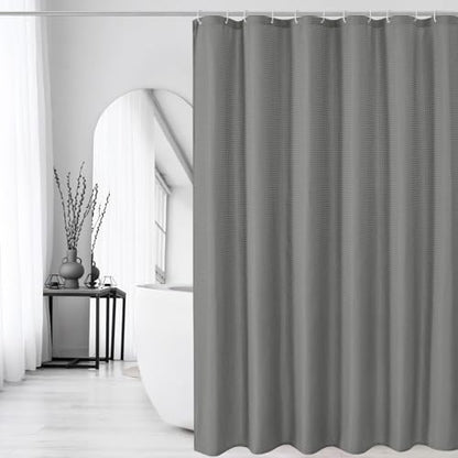 Grey Fabric Shower Curtain, 72 X 72 | Cloth-Textured Shower Curtain for Bathroom - Soft Cloth & Hotel Spa Luxury, Water Repellent, Machine Washable - color: Grey, size: 72"W x 72"L (Pack of 1)