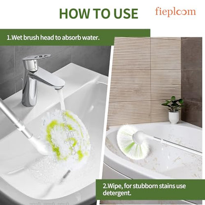 Non-Scratch Tub Tile Scrubber Brush, 28" Extendable Pole（1-Pack） | Soft Tub Brush Mop, Shower Brush with Long Handle for Bathtub Bathroom Sink Basin Tile Wall