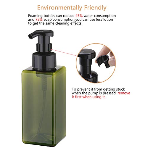 UUJOLY Foaming Soap Dispenser 650ml (22oz) Refillable Plastic Pump Bottle for Liquid Soap, Shampoo, Body Wash (2 Pcs) (Green) - color: Green, size: 22 oz (2 Pack)