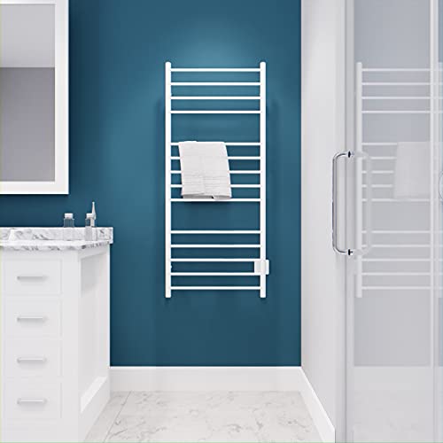 ANZZI Elgon 14 Bar Stainless Steel Wall Mounted Towel Warmer Rack in White | 14 Heated Bars Warm Up In Just 20 Minutes Additional Time, Maintains A Temperature Of 104 F 122 F For Quick Warming - color: White